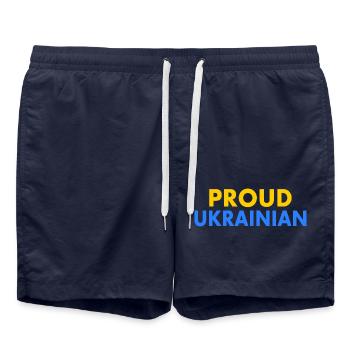 Proud ukrainian - Short de bain - bleu marine - Devant - AI Model Male 185 light (185cm)