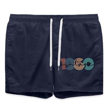 1960 vintage rétro - Short de bain - bleu marine - Devant - AI Model Male 185 light (185cm)