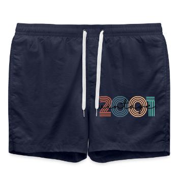 2001 Vintage Retro - Swim Trunks - french navy - Front - AI Model Male 185 light (185cm)