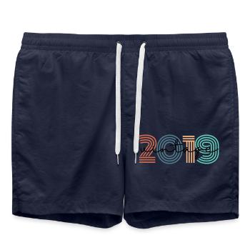 2019 vintage rétro - Short de bain - bleu marine - Devant - AI Model Male 185 light (185cm)