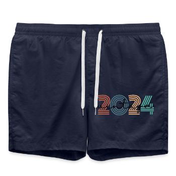 2024 vintage rétro - Short de bain - bleu marine - Devant - AI Model Male 185 light (185cm)