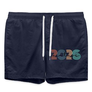 2026 Vintage Retro - Swim Trunks - french navy - Front - AI Model Male 185 light (185cm)