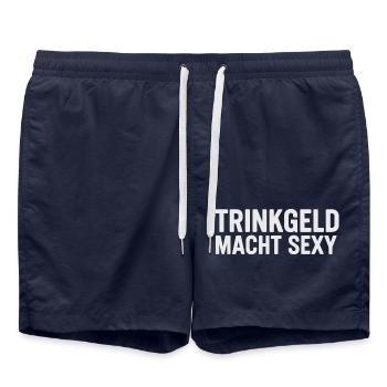 Trinkgeld macht sexy – Lustiges Sprüche Shirt - Badeshorts - French Navy - Vorne - AI Model Male 185 light (185cm)