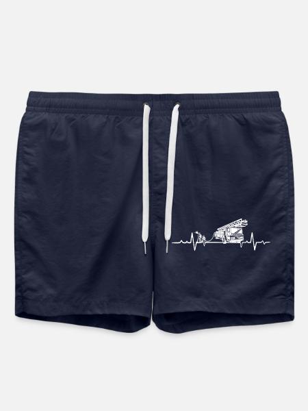 Heartbeat Feuerwehr - Feuerwehrmann EKG - Dad - Badeshorts - French Navy