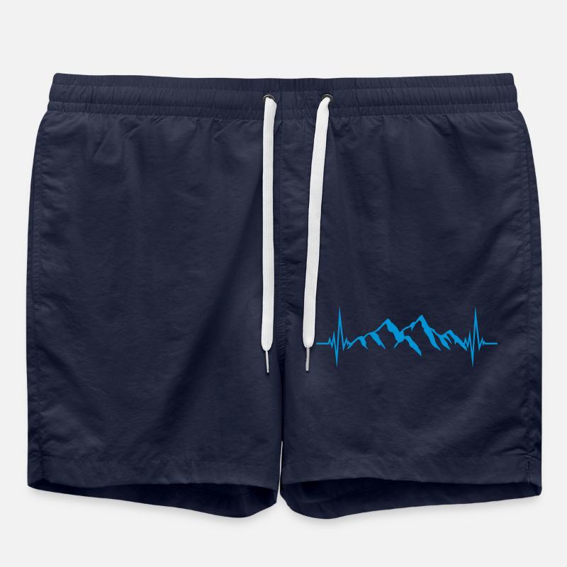 Mountains pulse landscape silhouette - Swim Trunks - french navy