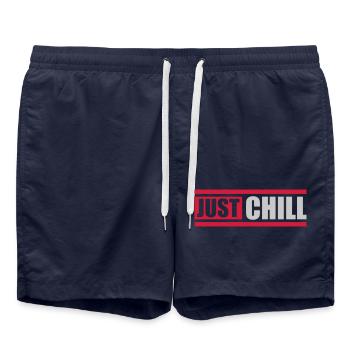 Text Logo Just Chill - Swim Trunks - french navy - Front - AI Model Male 185 light (185cm)