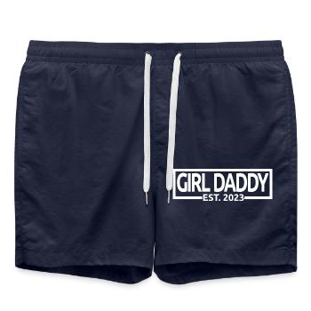 Girl Daddy Est. 2023 Baby Shower Pregnancy Reveal - Swim Trunks - french navy - Front - AI Model Male 185 light (185cm)