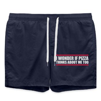 La pizza pense à moi - Short de bain - bleu marine - Devant - AI Model Male 185 light (185cm)