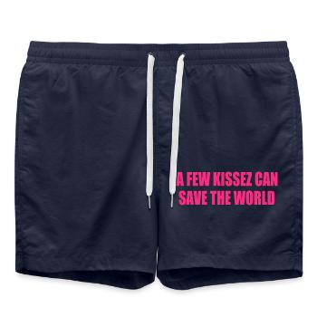 a few kissez can save the world - Short de bain - bleu marine - Devant - AI Model Male 185 light (185cm)