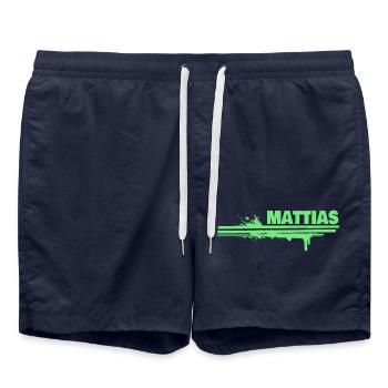 Geschenk für Mattias - Badeshorts - French Navy - Vorne - AI Model Male 185 light (185cm)
