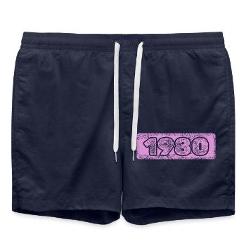 Year 1980 - Swim Trunks - french navy - Front - AI Model Male 185 light (185cm)