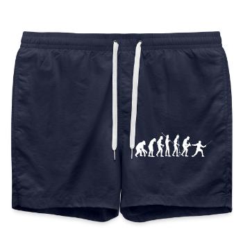 fencing funny funny fencing saying martial arts - Swim Trunks - french navy - Front - AI Model Male 185 light (185cm)