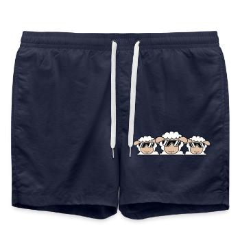 3 DJ Schafe Hinter Zaun Mauer Sonnenbrille Freunde - Badeshorts - French Navy - Vorne - AI Model Male 185 light (185cm)