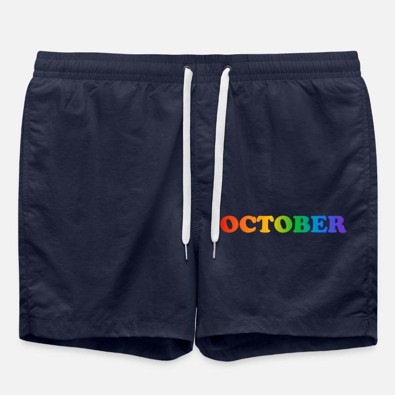 October rainbow text - Swim Trunks - french navy