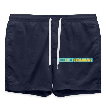 se battre comme citation des ukrainiens - Short de bain - bleu marine - Devant - AI Model Male 185 light (185cm)