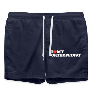 I love my Orthopedist Heart Shirt - Swim Trunks - french navy - Front - AI Model Male 185 light (185cm)