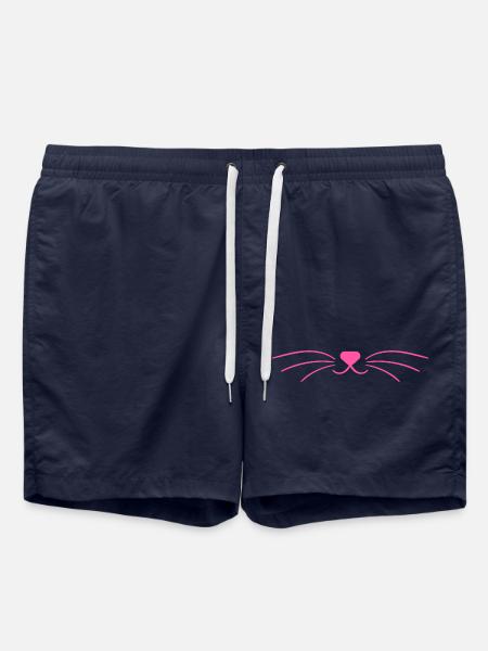 Cute Pink Cat Face Mask - Swim Trunks - french navy