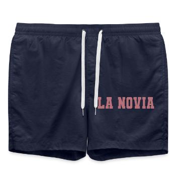 La Novia Girlfriend Engagement Wedding Gift - Swim Trunks - french navy - Front - AI Model Male 185 light (185cm)