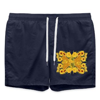 Vincent van Gogh Sunflowers Sunflowers Butterfly - Swim Trunks - french navy - Front - AI Model Male 185 light (185cm)
