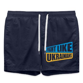 se battre comme citation des ukrainiens - Short de bain - bleu marine - Devant - AI Model Male 185 light (185cm)