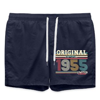 70th Birthday Original April Vintage 1955 - Swim Trunks - french navy - Front - AI Model Male 185 light (185cm)