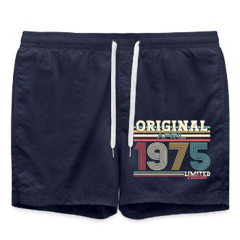 50th Birthday Legend April Vintage 1975 - Swim Trunks - french navy - Front - AI Model Male 185 light (185cm)