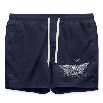 un bateau en papier - Short de bain - bleu marine - Devant - AI Model Male 185 light (185cm)