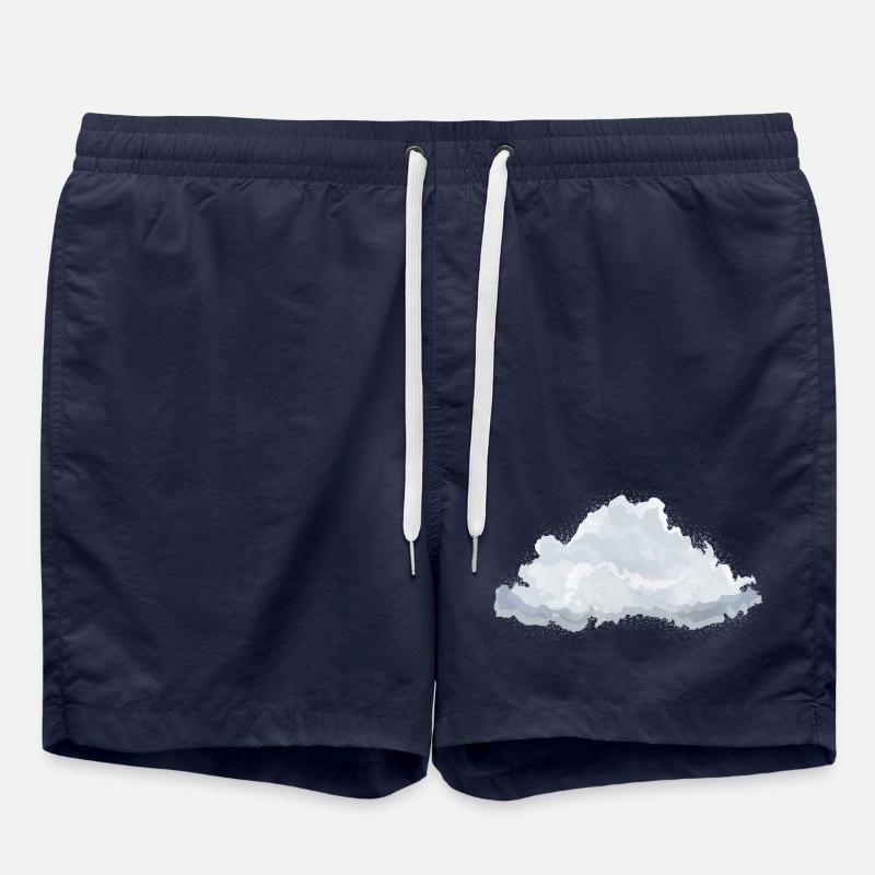 single drawn fluffy white cloud - Swim Trunks - french navy
