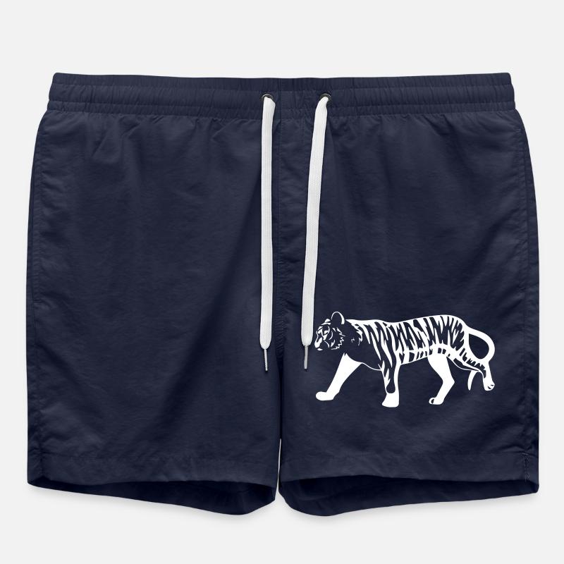 Tigre stylisé à imprimé animalier - Short de bain - bleu marine