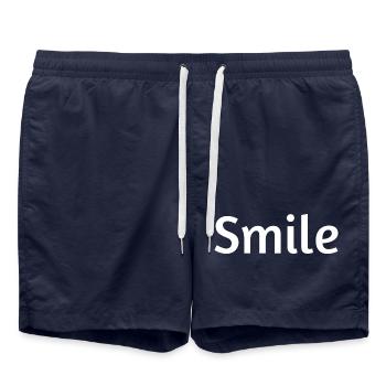 Cheerful Geometric Smileymotiv for Young People - Swim Trunks - french navy - Front - AI Model Male 185 light (185cm)