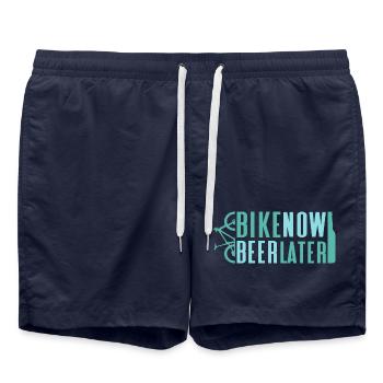 Mountainbike bike now beer later - Swim Trunks - french navy - Front - AI Model Male 185 light (185cm)
