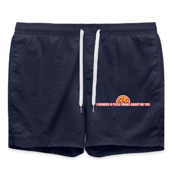La pizza pense à moi - Short de bain - bleu marine - Devant - AI Model Male 185 light (185cm)