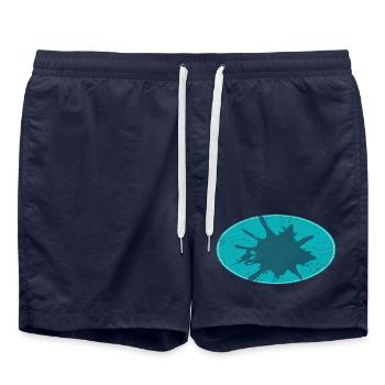 Ovaler Flash Background schmutzing - Badeshorts - French Navy - Vorne - AI Model Male 185 light (185cm)