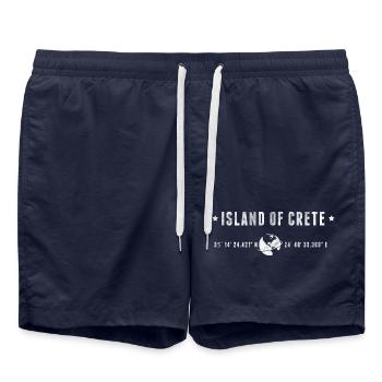 Kreta stilisierte geografische Koordinaten - Badeshorts - French Navy - Vorne - AI Model Male 185 light (185cm)