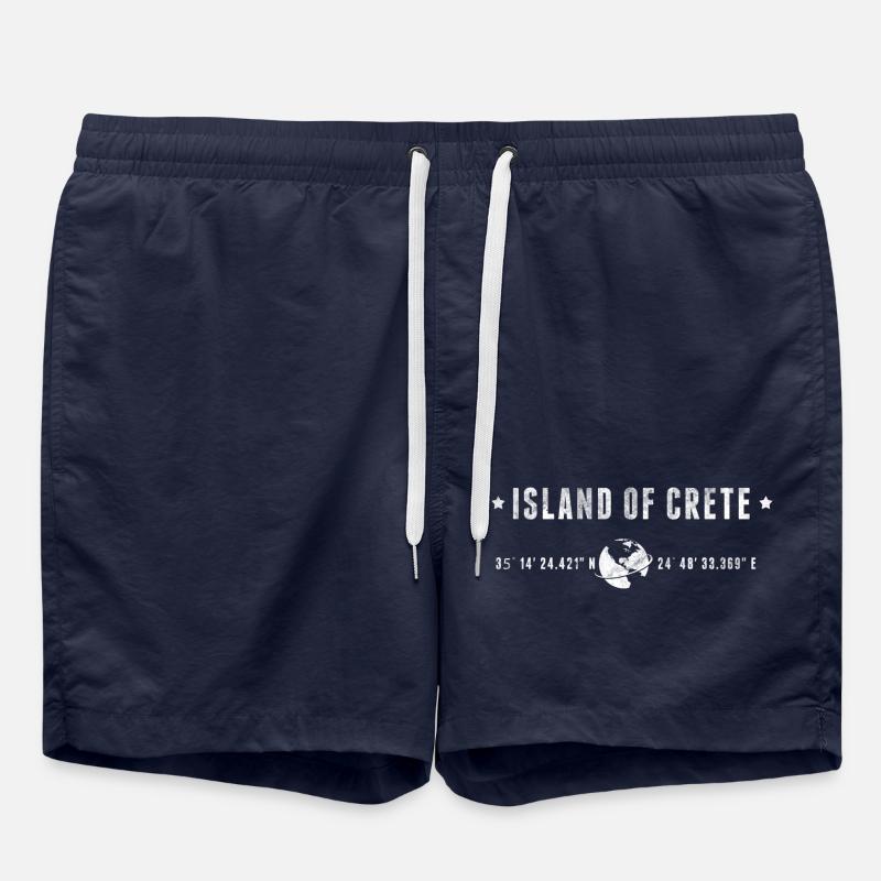 Crète Coordonnées Géographiques Stylisées - Short de bain - bleu marine
