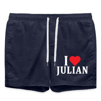 nom t-shirt J’aime Julian idée cadeau t-shirt - Short de bain - bleu marine - Devant - AI Model Male 185 light (185cm)