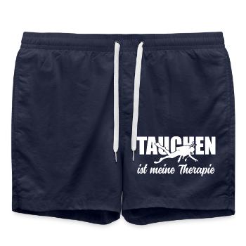 Tauchen ist meine Therapie – Cooler Taucher-Spruch - Badeshorts - French Navy - Vorne - AI Model Male 185 light (185cm)