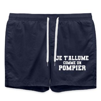 Je t'allume comme un pompier - Short de bain - bleu marine - Devant - AI Model Male 185 light (185cm)