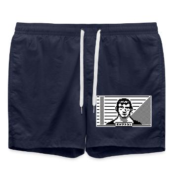 8bit portrait - Swim Trunks - french navy - Front - AI Model Male 185 light (185cm)
