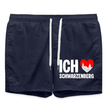 Schwarzenberg Ich liebe meine Stadt - Badeshorts - French Navy - Vorne - AI Model Male 185 light (185cm)
