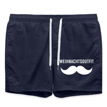Christmas outfit with mustache - Swim Trunks - french navy - Front - AI Model Male 185 light (185cm)