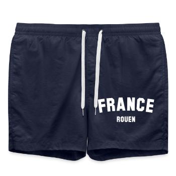 Rouen, France, France - Short de bain - bleu marine - Devant - AI Model Male 185 light (185cm)