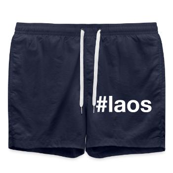 Laos Hashtag - Swim Trunks - french navy - Front - AI Model Male 185 light (185cm)