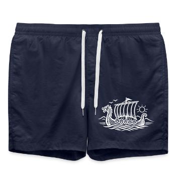 Navire viking - Short de bain - bleu marine - Devant - AI Model Male 185 light (185cm)