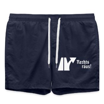 Rechts Raus! (Gegen Rechts / Schild / Fraktur) - Badeshorts - French Navy - Vorne - AI Model Male 185 light (185cm)