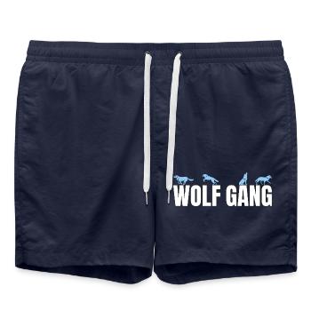Wolf Gang Wolfgang Nachname Wölfe Rudel Wolfsrudel - Badeshorts - French Navy - Vorne - AI Model Male 185 light (185cm)