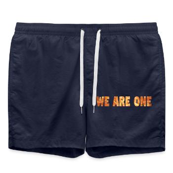 NOUS SOMMES UN - Short de bain - bleu marine - Devant - AI Model Male 185 light (185cm)
