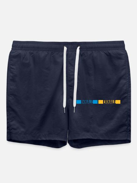 inhale exhale yoga quote - Swim Trunks - french navy