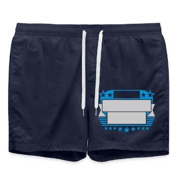 Insérer un bouclier de bloc de texte - Short de bain - bleu marine - Devant - AI Model Male 185 light (185cm)