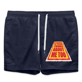 La pizza pense à moi - Short de bain - bleu marine - Devant - AI Model Male 185 light (185cm)